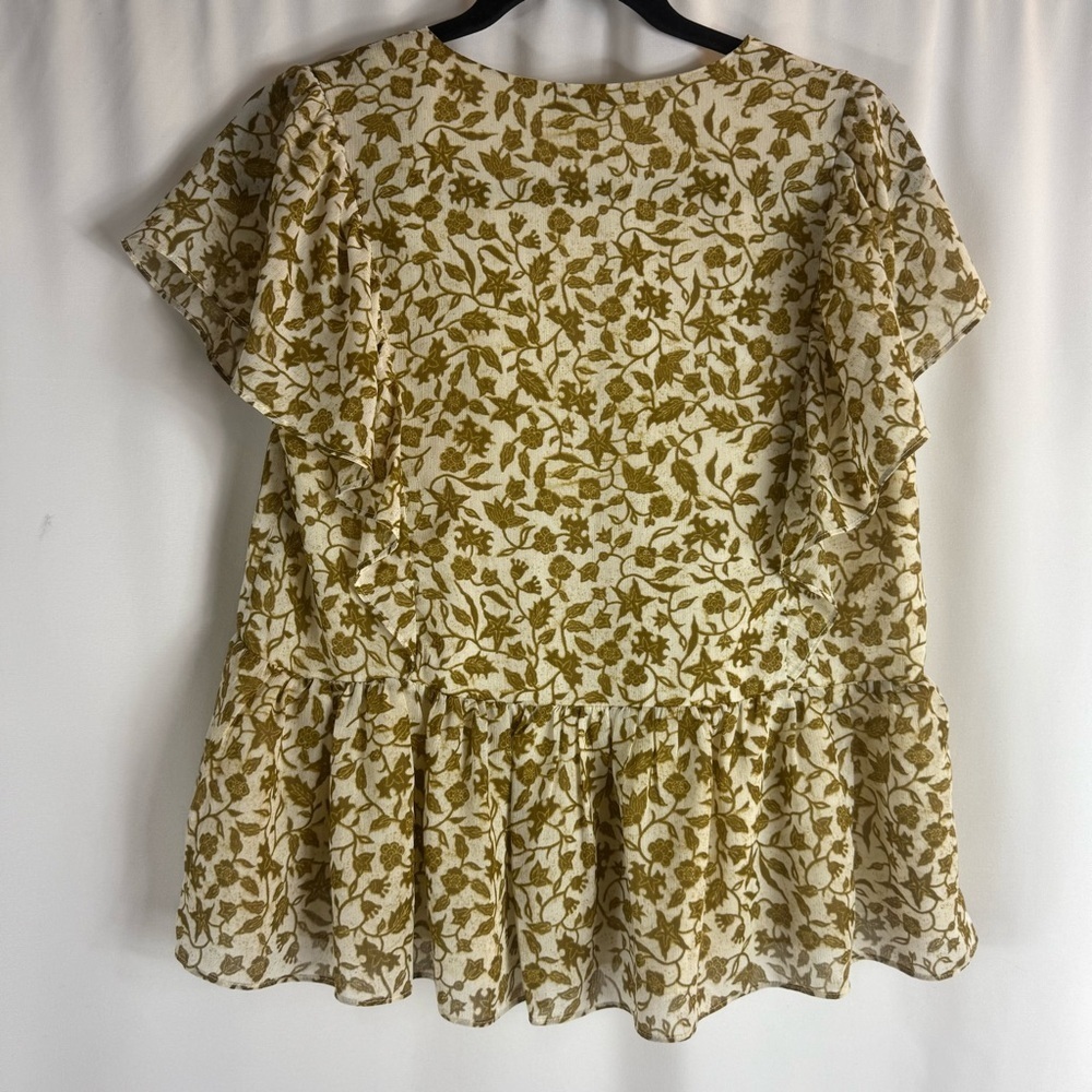 Madewell Floral V-Neck Blouse in Brown and Cream Size:S - Picture 13 of 17